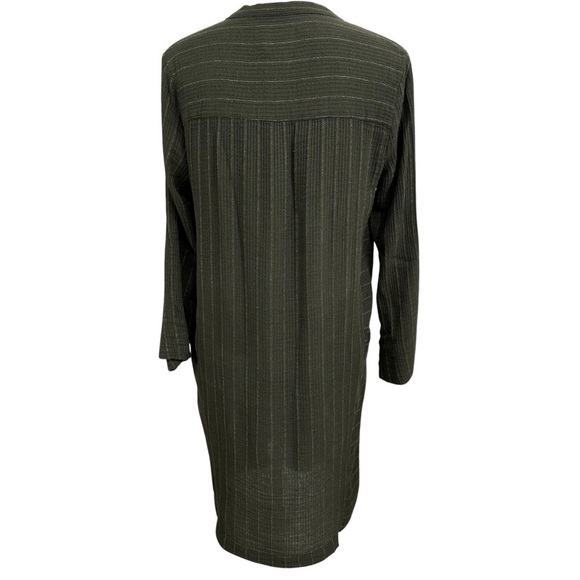 Wrap London Tunic Dress With Pockets Dark Olive Green & Light Stripes Size 4 - Picture 4 of 11